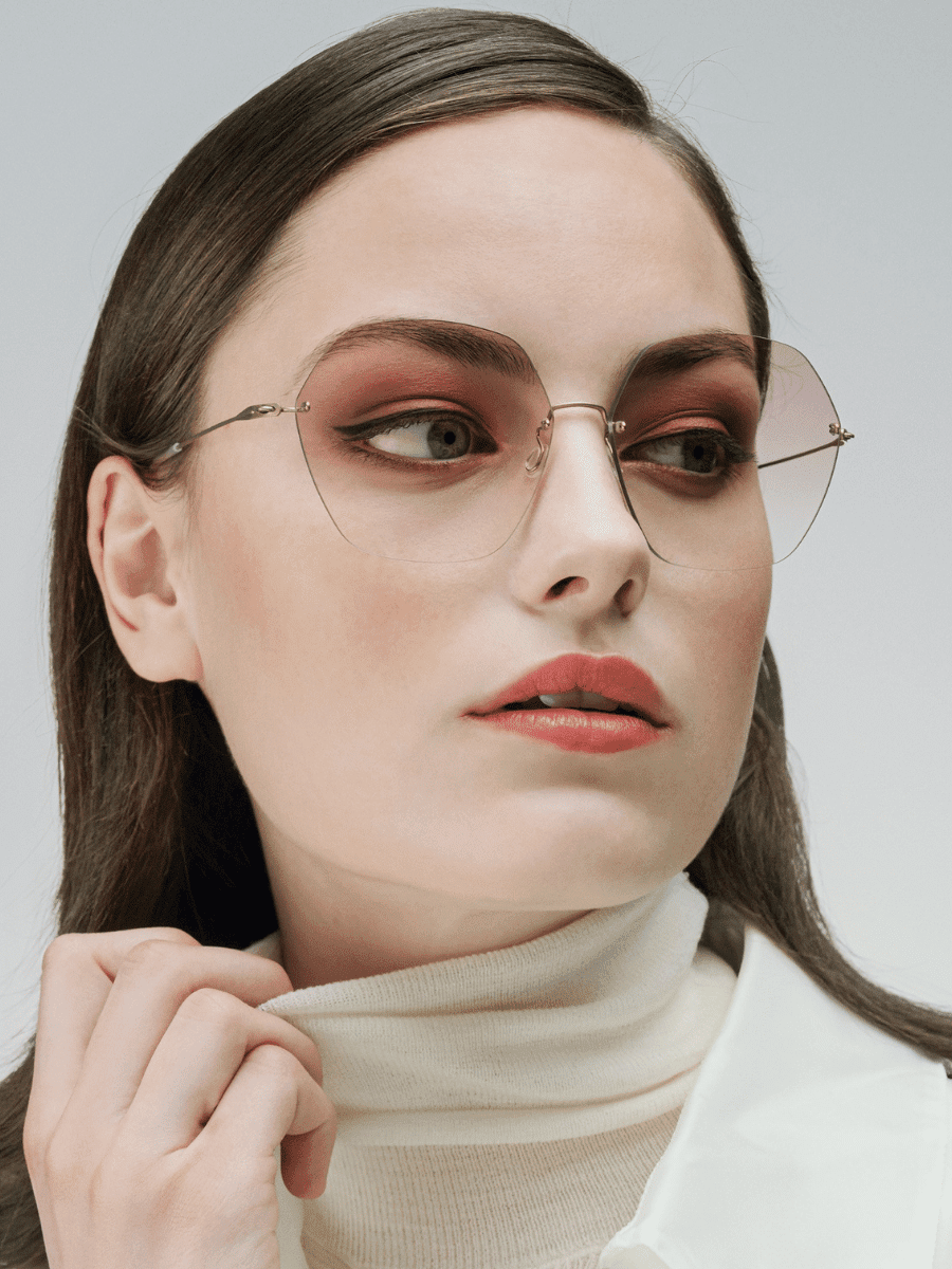 Schütt Optik Hörakustik Ludwigsburg Lindberg randlose Brillen Damen getönte Gläser