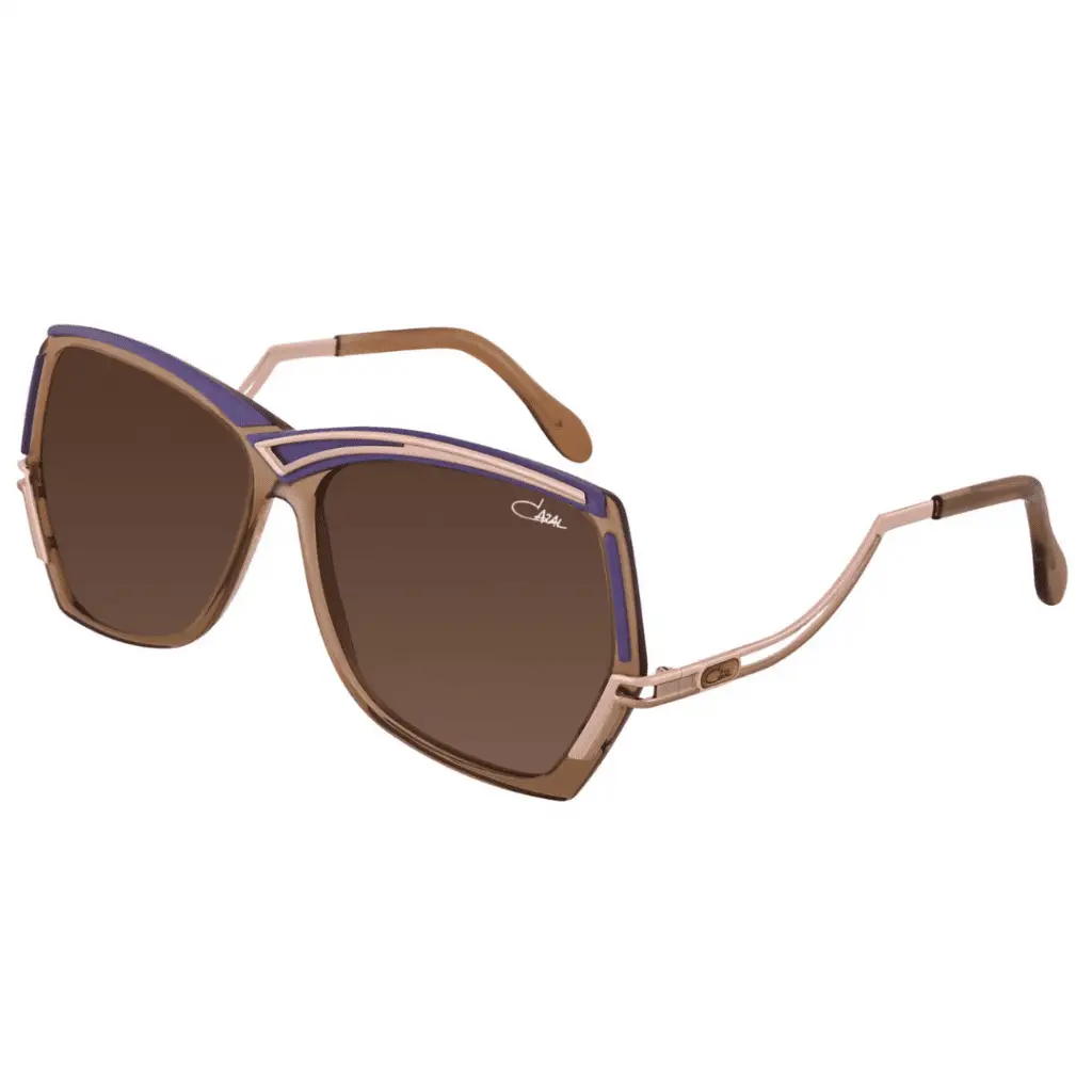 Designer-Sonnenbrille mit braunen Gläsern.