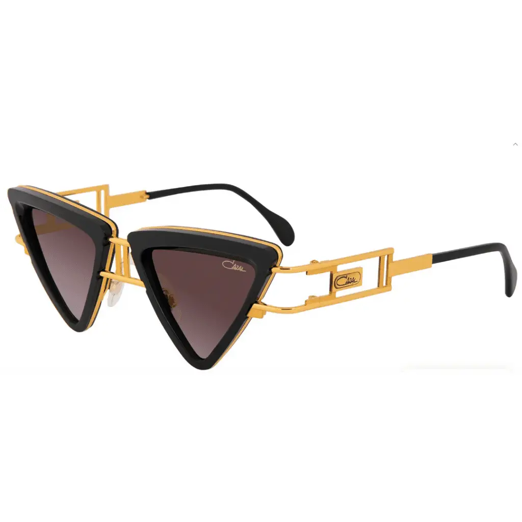 Designer-Sonnenbrille mit goldenem Gestell.