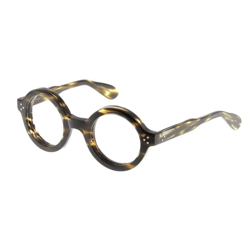 Runde Schildpatt-Brille von Lesca auf Weiß