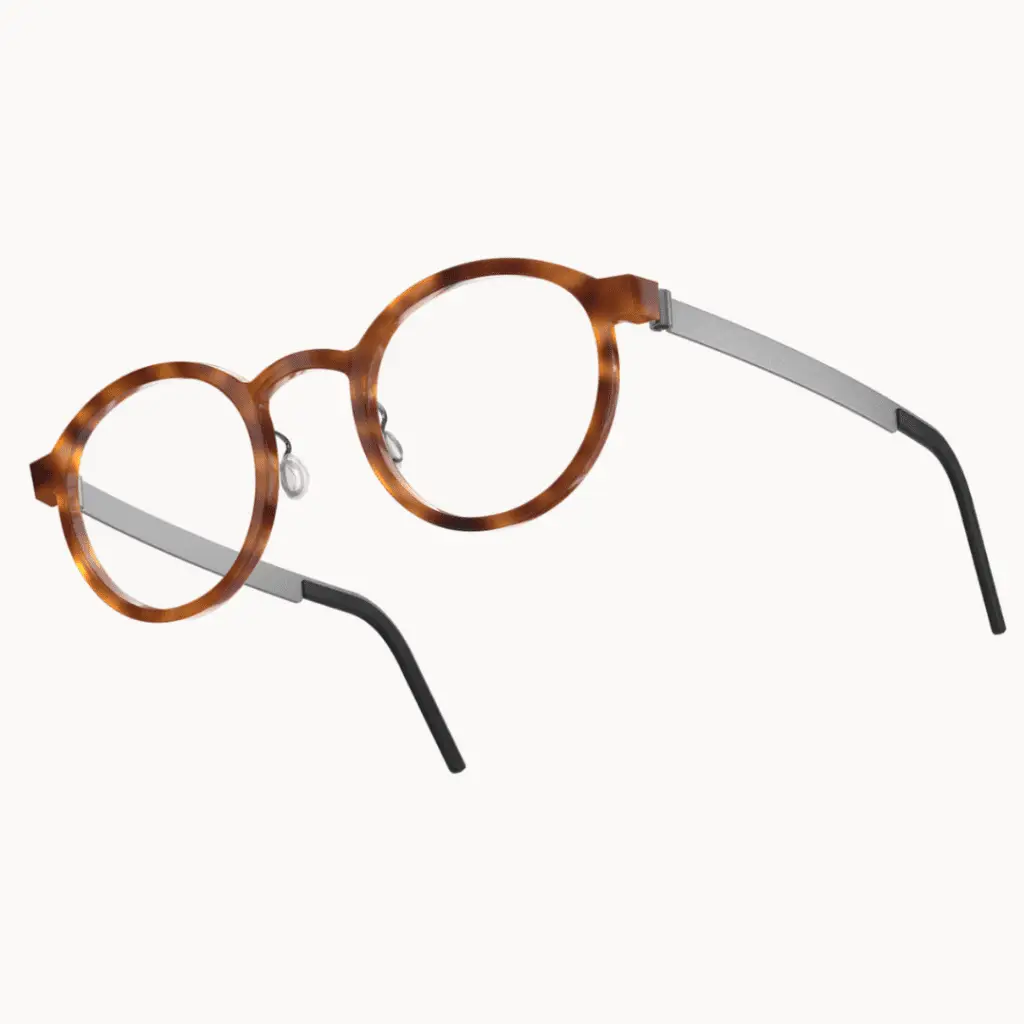 Runde Schildpatt-Brille von Lindberg Acetanium auf weißem Hintergrund