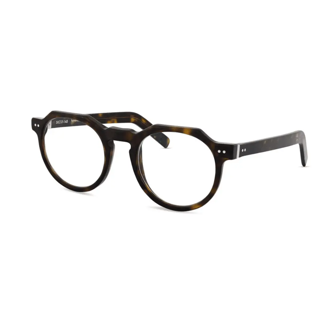 Alternativer Text: Runde Schildpatt-Brille von Lunor auf weißem Hintergrund.