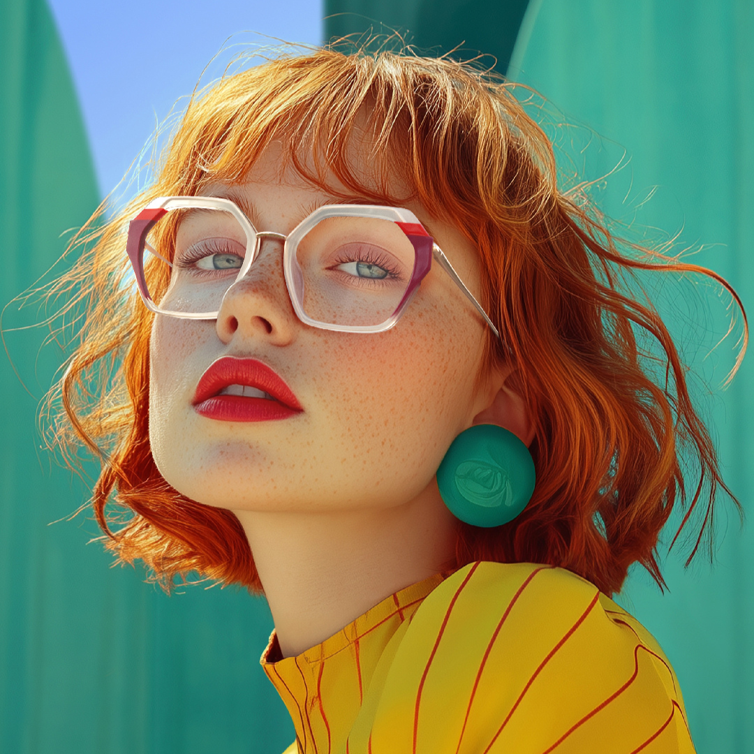 Zweifarbige große Brille von Woodys bei SCHÜTT Optik Hörakustik in Ludwigsburg